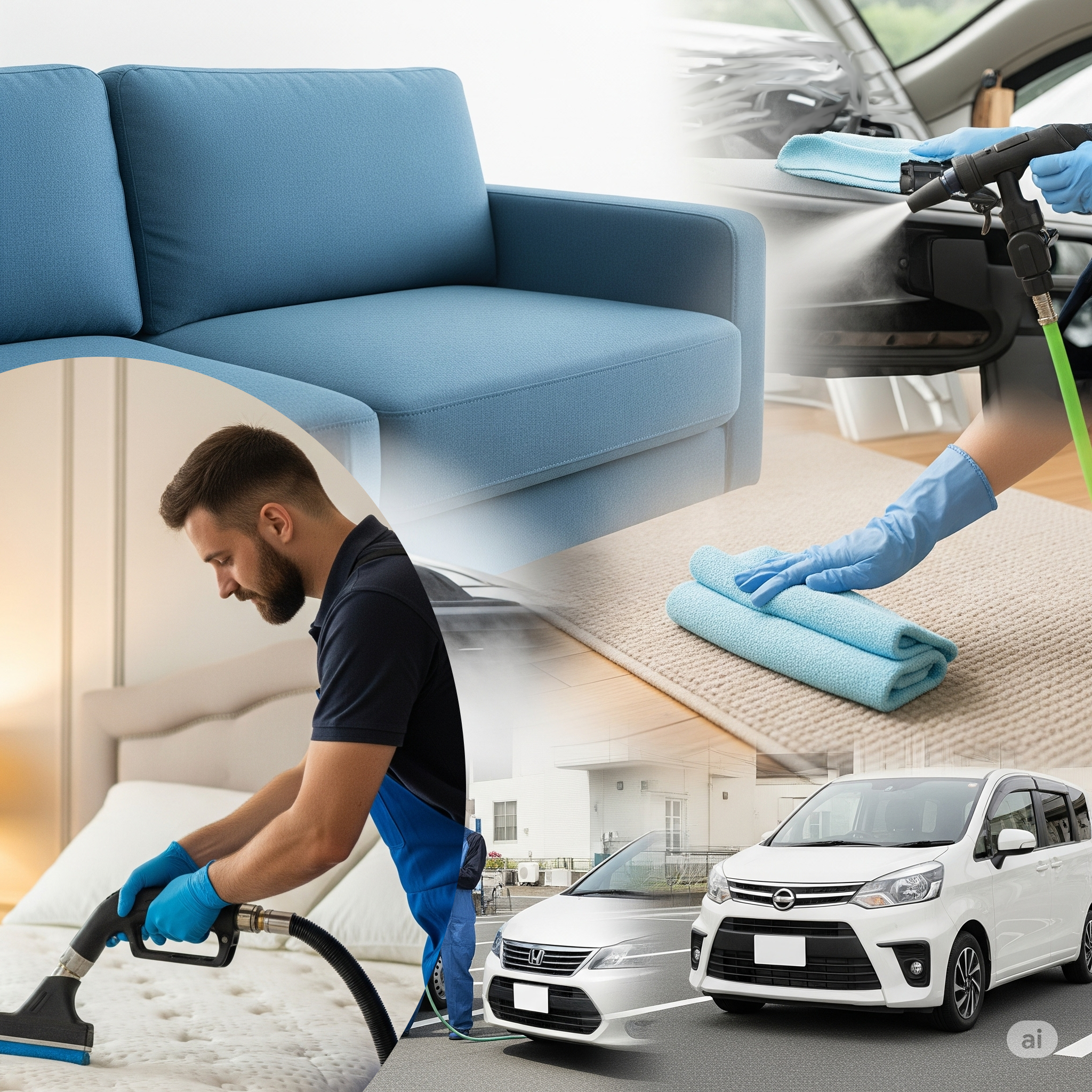 Nettoyage d'un canapé en tissu avec une machine d'injection-extraction professionnelle à domicile.